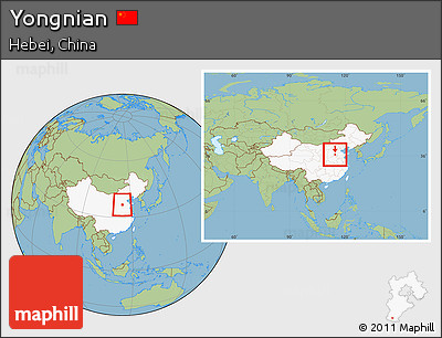 Savanna Style Location Map of Yongnian, highlighted country, within the entire country