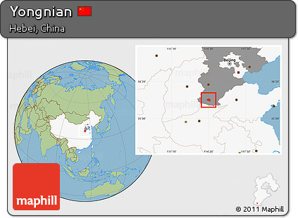 Savanna Style Location Map of Yongnian, highlighted country, highlighted parent region