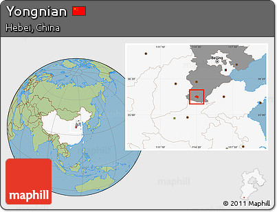 Savanna Style Location Map of Yongnian, highlighted country, highlighted parent region