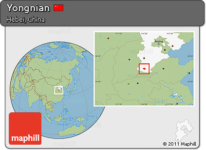 Savanna Style Location Map of Yongnian, highlighted parent region