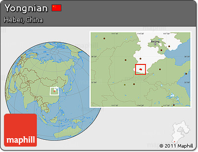 Savanna Style Location Map of Yongnian, highlighted parent region