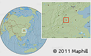Savanna Style Location Map of Yongnian, hill shading