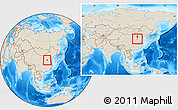 Shaded Relief Location Map of Yongnian, within the entire country