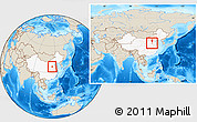 Shaded Relief Location Map of Yongnian, highlighted country, within the entire country