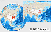 Shaded Relief Location Map of Yongnian, highlighted country, highlighted parent region, within the entire country