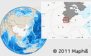 Shaded Relief Location Map of Yongnian, highlighted country, highlighted parent region