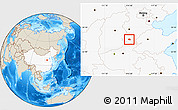 Shaded Relief Location Map of Yongnian, highlighted country