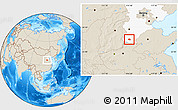 Shaded Relief Location Map of Yongnian, highlighted parent region