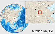 Shaded Relief Location Map of Yongnian