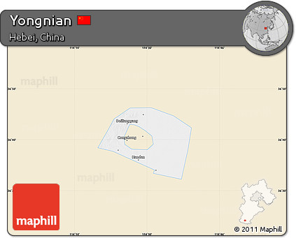 Classic Style Map of Yongnian, single color outside