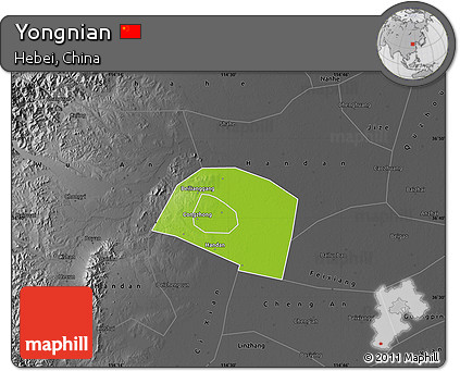 Physical Map of Yongnian, darken, desaturated