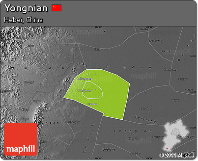 Physical Map of Yongnian, darken, desaturated