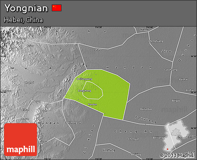 Physical Map of Yongnian, desaturated