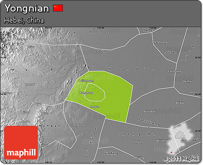 Physical Map of Yongnian, desaturated
