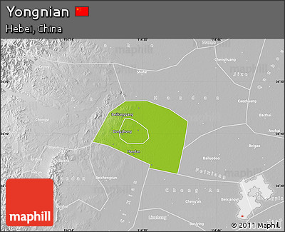 Physical Map of Yongnian, lighten, desaturated