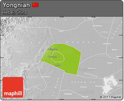 Physical Map of Yongnian, lighten, desaturated