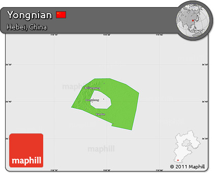 Political Map of Yongnian, single color outside