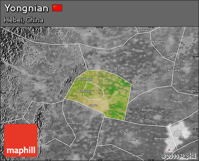 Satellite Map of Yongnian, desaturated
