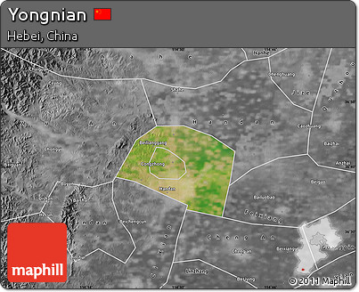 Satellite Map of Yongnian, desaturated