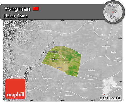 Satellite Map of Yongnian, lighten, desaturated