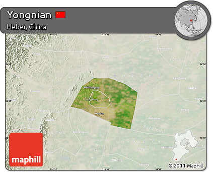 Satellite Map of Yongnian, lighten