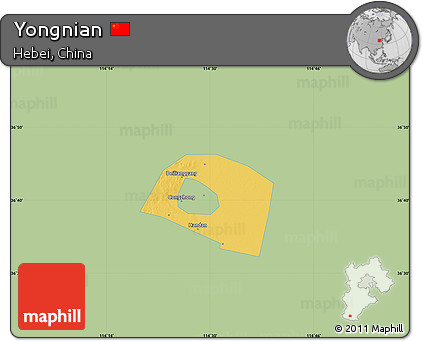 Savanna Style Map of Yongnian, single color outside