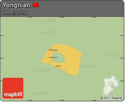 Savanna Style Map of Yongnian, single color outside