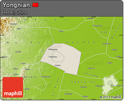 Shaded Relief Map of Yongnian, physical outside