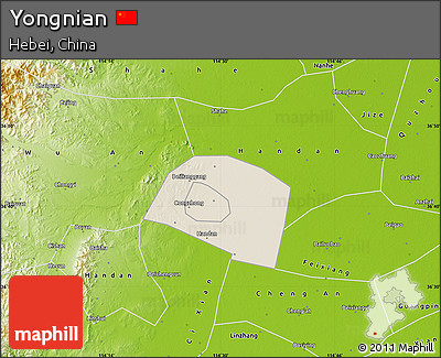 Shaded Relief Map of Yongnian, physical outside