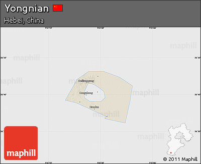 Shaded Relief Map of Yongnian, single color outside