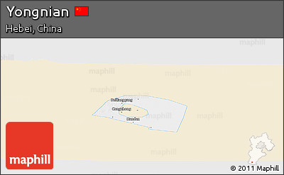 Classic Style Panoramic Map of Yongnian, single color outside