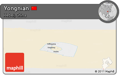 Classic Style Panoramic Map of Yongnian, single color outside