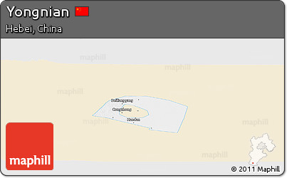 Classic Style Panoramic Map of Yongnian, single color outside