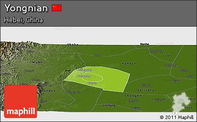 Physical Panoramic Map of Yongnian, darken