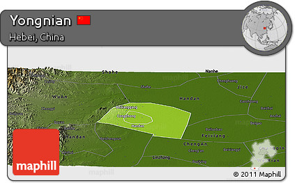 Physical Panoramic Map of Yongnian, darken