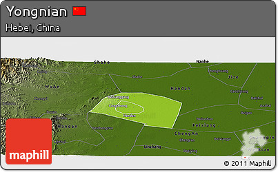 Physical Panoramic Map of Yongnian, darken