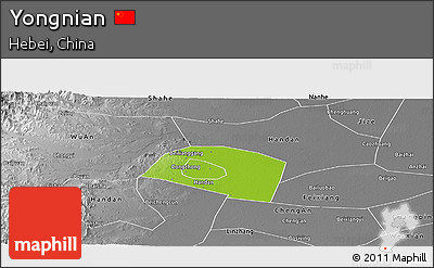 Physical Panoramic Map of Yongnian, desaturated