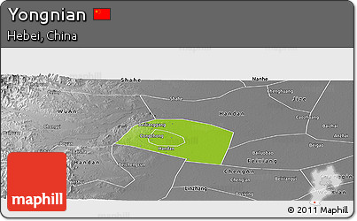 Physical Panoramic Map of Yongnian, desaturated