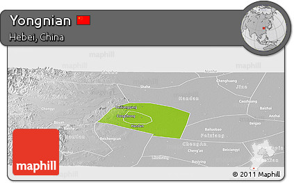 Physical Panoramic Map of Yongnian, lighten, desaturated