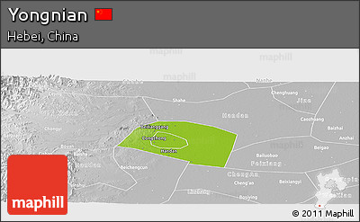 Physical Panoramic Map of Yongnian, lighten, desaturated