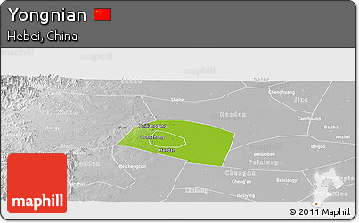 Physical Panoramic Map of Yongnian, lighten, desaturated