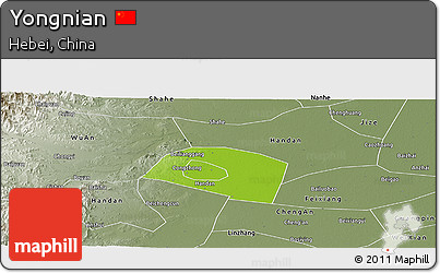Physical Panoramic Map of Yongnian, semi-desaturated