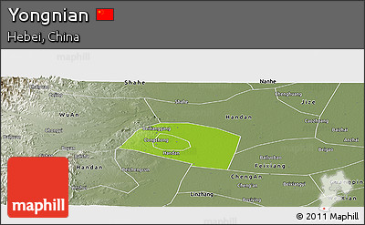 Physical Panoramic Map of Yongnian, semi-desaturated