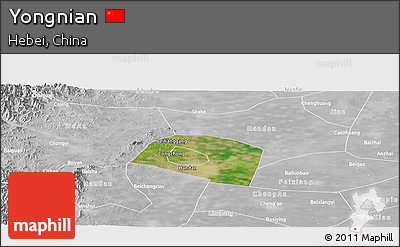 Satellite Panoramic Map of Yongnian, lighten, desaturated