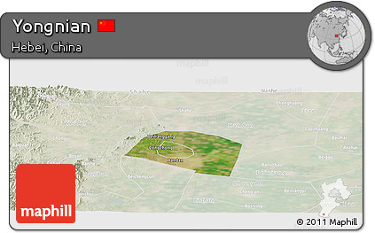 Satellite Panoramic Map of Yongnian, lighten