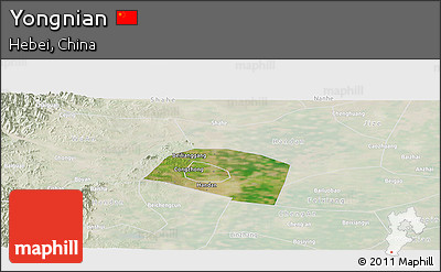 Satellite Panoramic Map of Yongnian, lighten