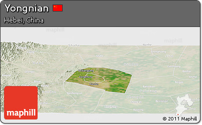 Satellite Panoramic Map of Yongnian, lighten