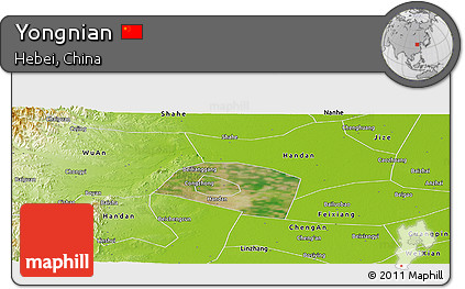 Satellite Panoramic Map of Yongnian, physical outside