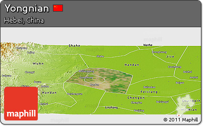 Satellite Panoramic Map of Yongnian, physical outside