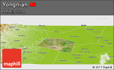 Satellite Panoramic Map of Yongnian, physical outside